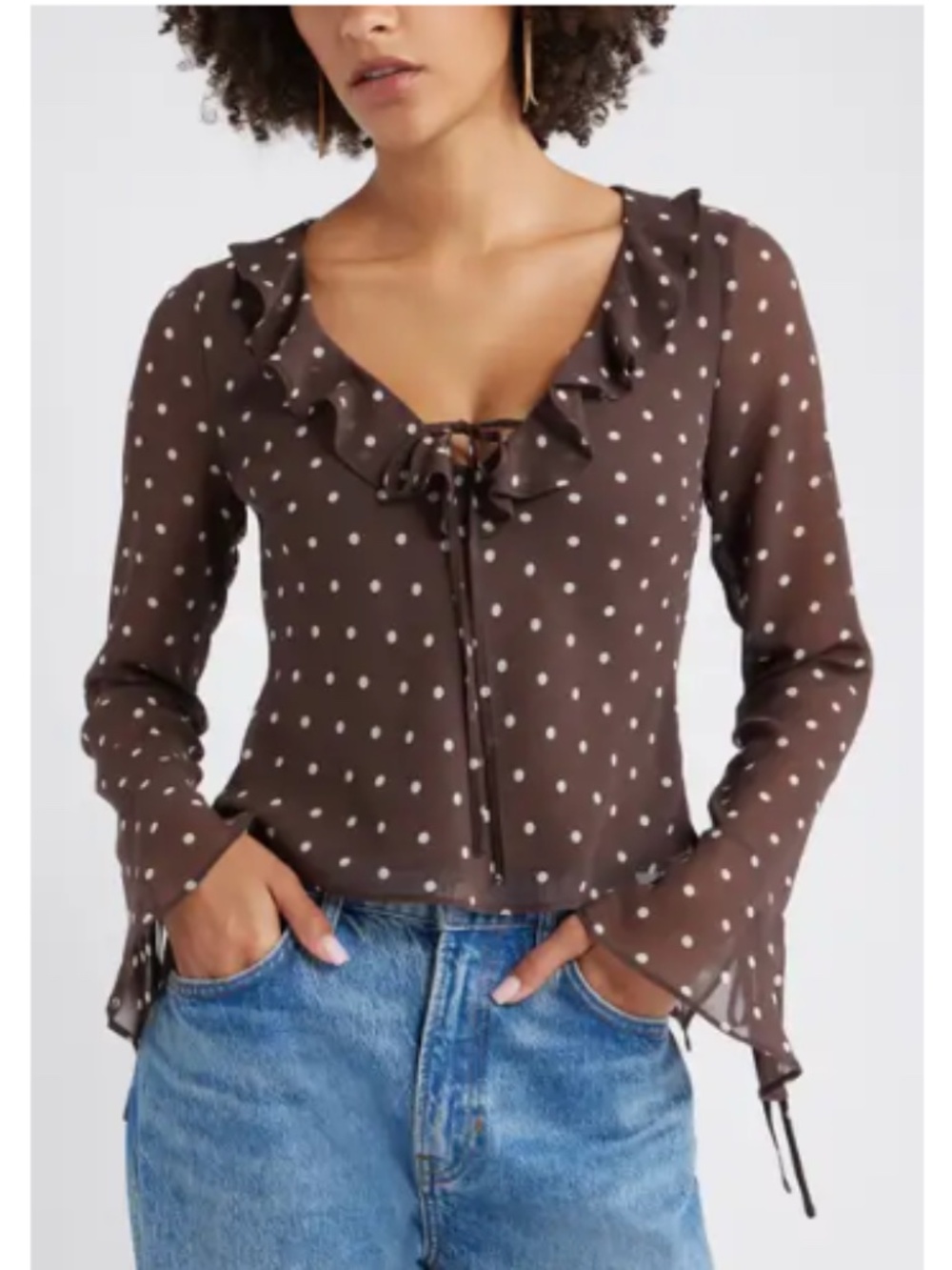 (NWOT) Open Edit Ruffle Chiffon Top